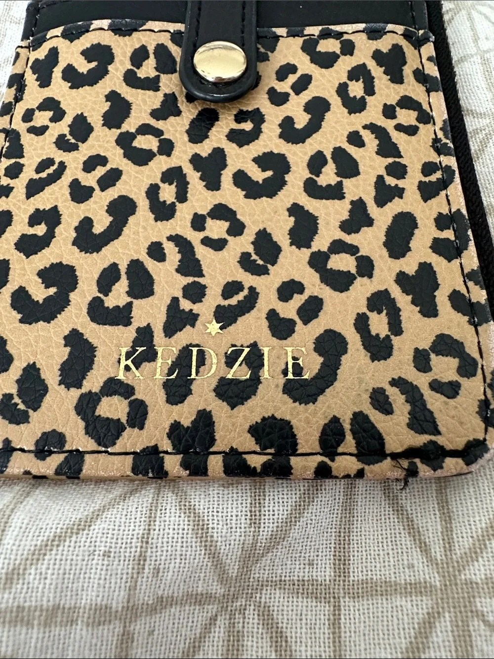 Leopard Print Zip Wallet with Black Card Slots